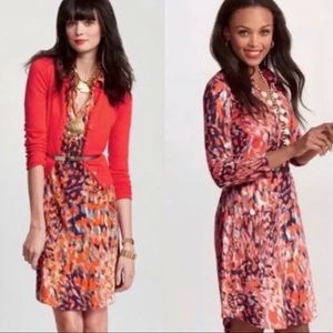 Cabi #374 Abstract Watercolor Print Shirt Dress XS long Sleeves